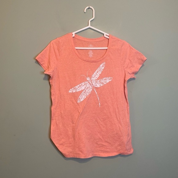 St.‎ John's Bay Womens Dragonfly Short Sleeve Soft Casual T-Shirt Pink Large - Picture 1 of 5